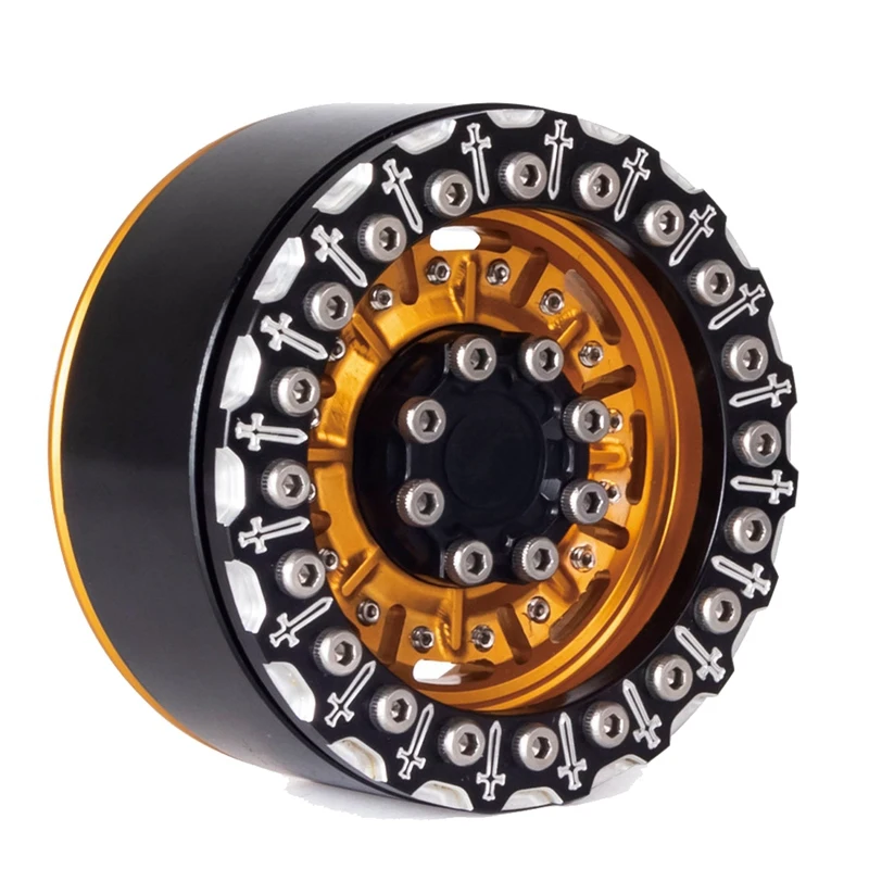 

1,9 дюймовая металлическая ступица обода колеса для радиоуправляемого автомобиля Rock Crawler TRX4 SCX10 модель автомобиля аксессуар, черный и золото...