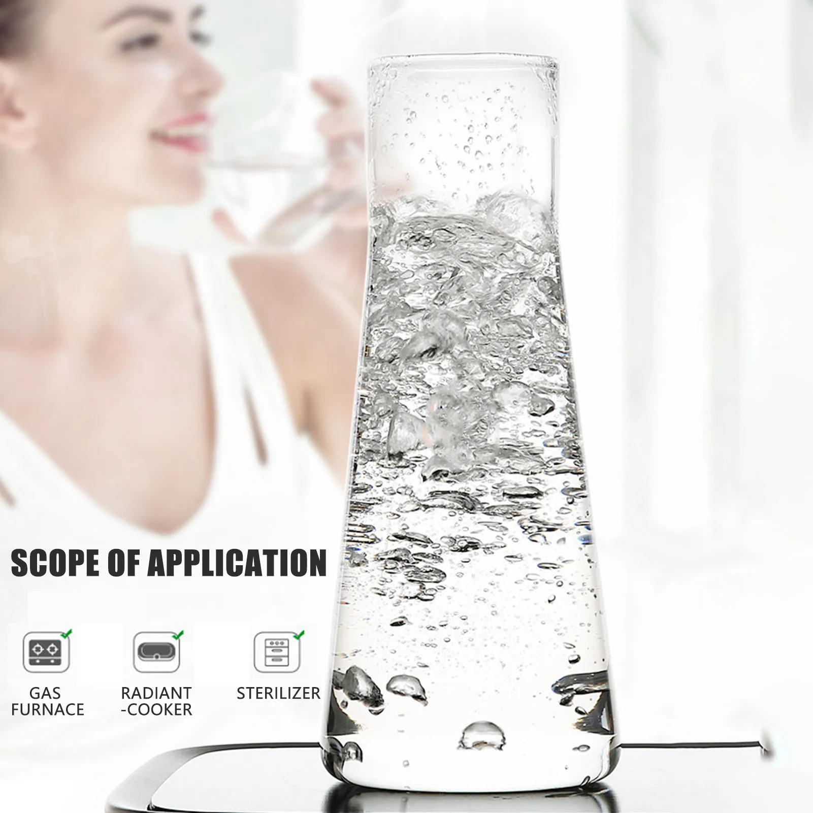 

Набор прозрачных графинов для воды в японском стиле, стеклянный чайник большой емкости с чашкой, диспенсеры для напитков с легкой очисткой, ...