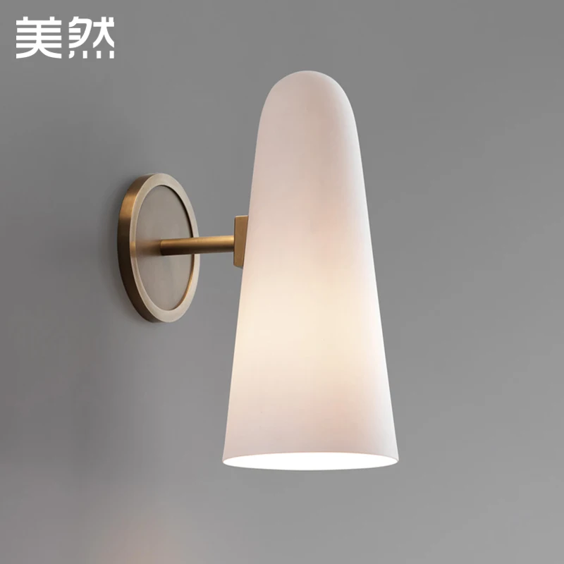 Simple Milk Glass Wall Lamp Modern Bedroom Wall Sconces Bathroom Light Fixtures for Home Decor Dining Room Cafe Office Luminaire