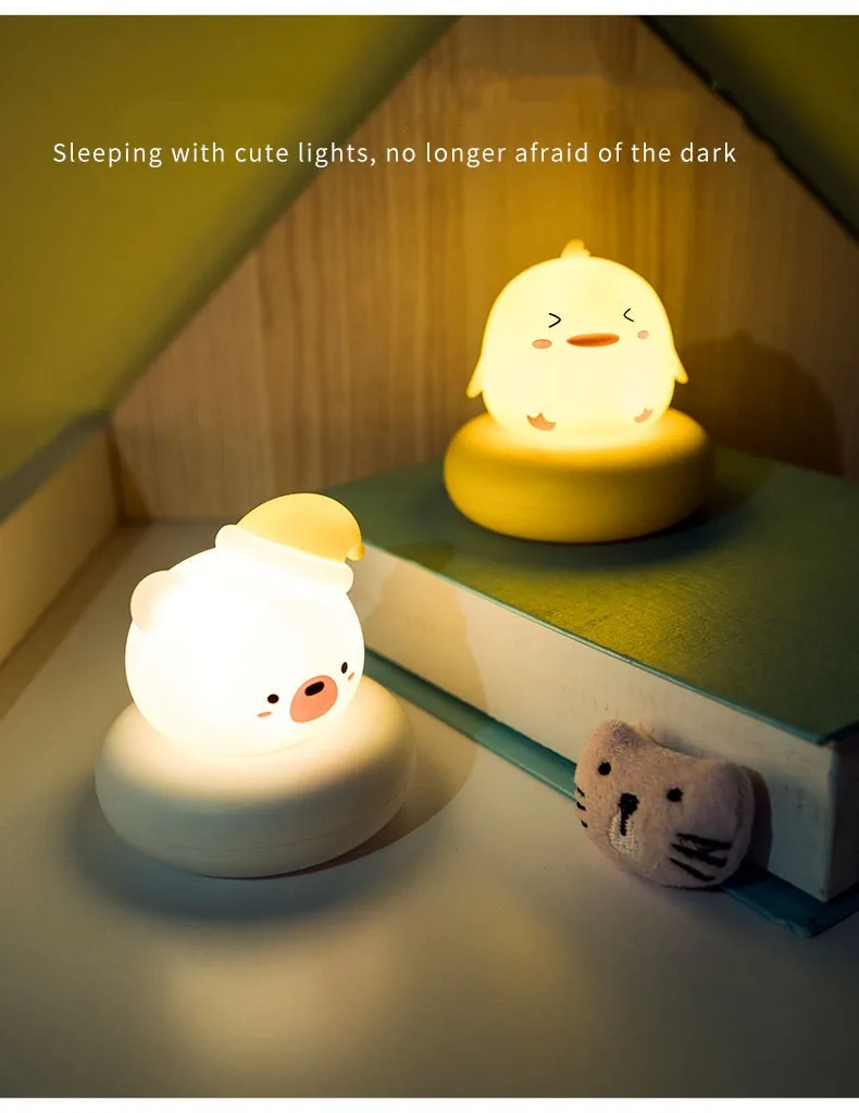 Creative Night Light Bear Rabbit Baby Atmosphere Light Wake Up Bedside Sleep Light USB Cartoon Led Lamp Christmas Gift