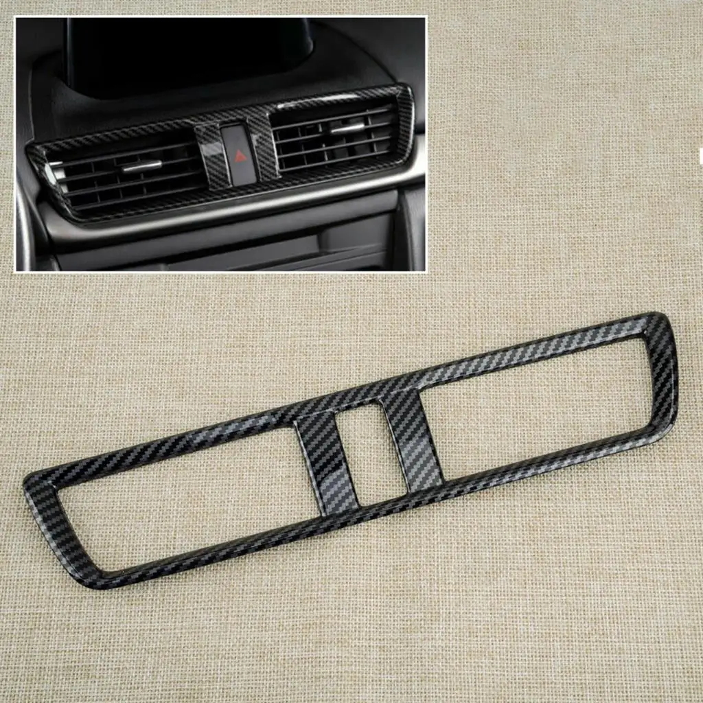 

Black Carbon Fiber Style Plastic Middle Air Outlet Vent Cover Trim Frame Decor Fit for Mazda 3 Axela 2014-2016 2017 2018 2019