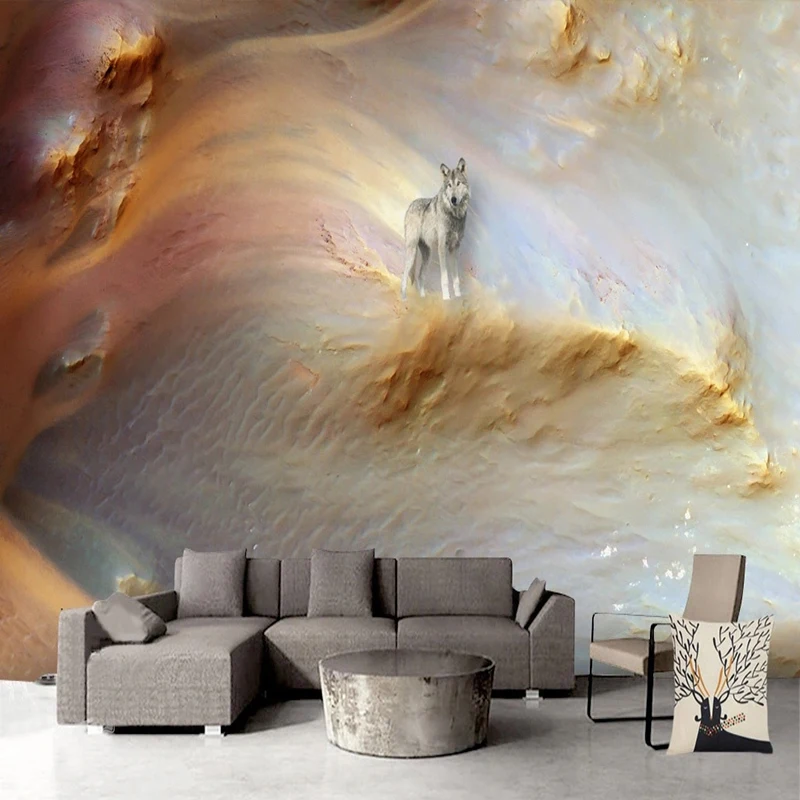 

Фотообои на заказ Креативные 3D стерео мраморный волк фото настенная живопись гостиная спальня домашний декор Фреска Papel De Parede
