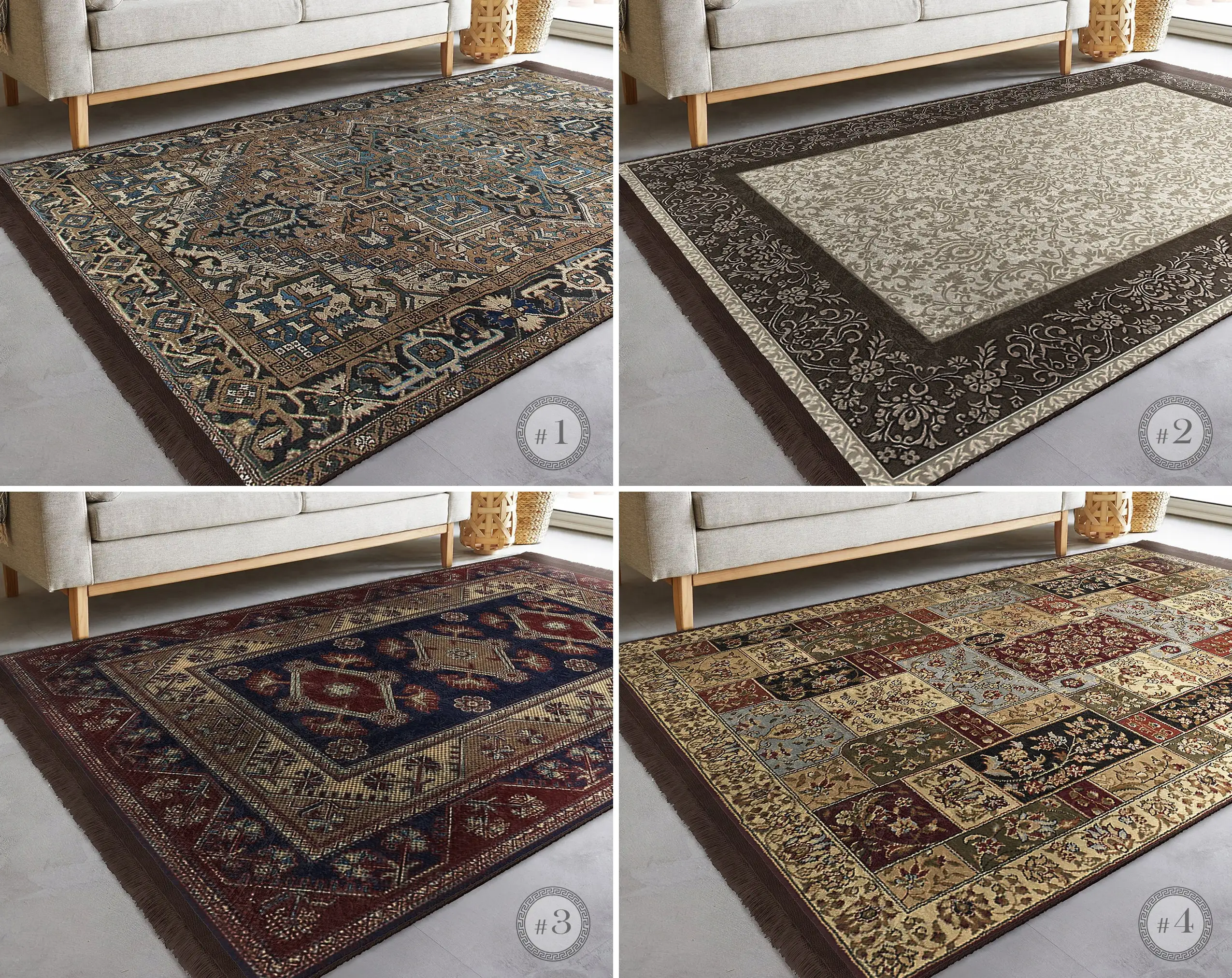 Коричневые дизайнерские Противоскользящие коврики для гостиной в античном