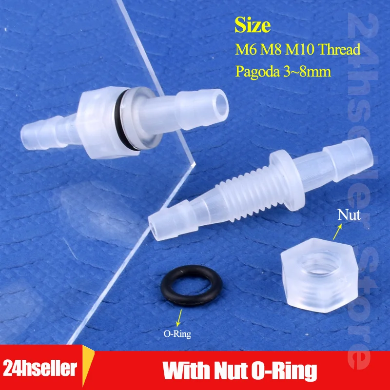 

5 ~ 200 шт. M6 ~ M10 до 3 ~ 8 мм PP ткань, аксессуары для аквариума, адаптер для оросительного шланга с гайкой, Силиконовое уплотнительное кольцо