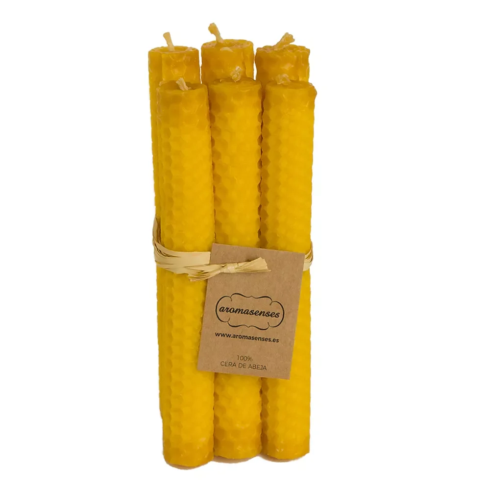 

Pack 6 100% Natural Virgin beeswax candles.-handmade. (2 cm x 15 cm)