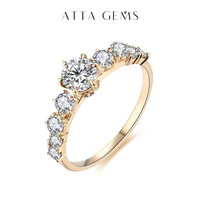 Attagems 10K 14K Yellow Gold Round Cut 0.5 ct Moissanite Ring Diamond Engagement Ring For Women Wedding Rings Jewelry for Gift