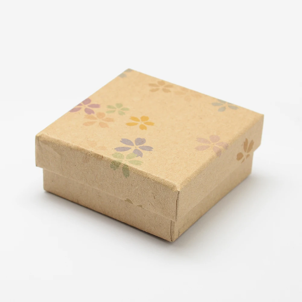 24pcs Flower Pattern Kraft Jewelry Box Multi-size Birthday Gift Box for Bracelet Bangle Necklace DIY Jewelry Packing Supplies