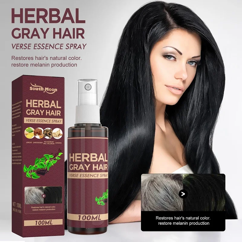

100ml Hair Darkening Spray Anti White Hair Herbal Hair Care Serum Blacken Hair Reduce Gray Hair Scalp Nourish Glitter Hair Spray