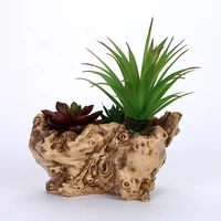 small size fleshy flower ceramics flowerpot wooden box succulent plant flower pot planter bonsai pot imitating wood flower pot