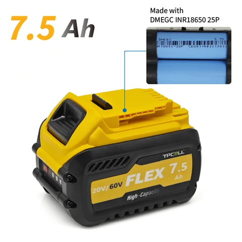 TPCELL 7, 5 Ач для DeWalt Flexvolt 20 В/60 В Сменный аккумулятор для Dewalt DCB609 DCB606 DCB547