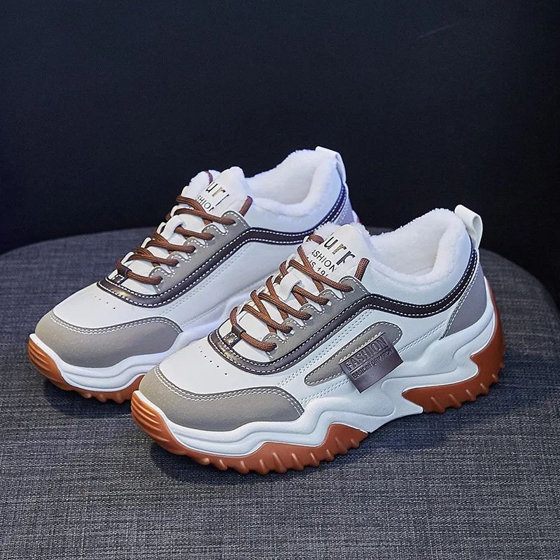 

Flats Running Tennis Female Black Sneakers Ladies Shoes For Women 2022 Autumn Winter Soft Sole Walking Warm Short Plush Cotton