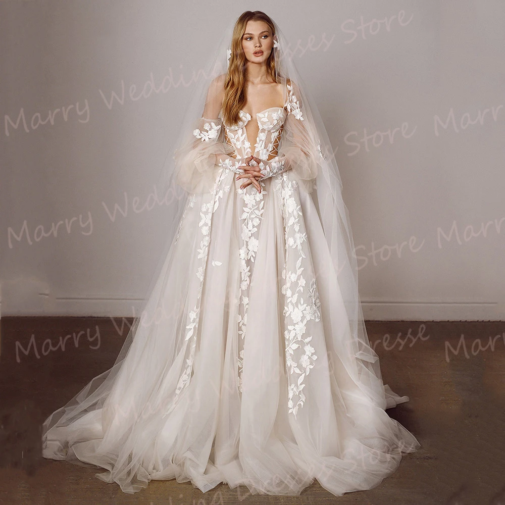 Женское свадебное платье в стиле бохо элегантное классическое ТРАПЕЦИЕВИДНОЕ