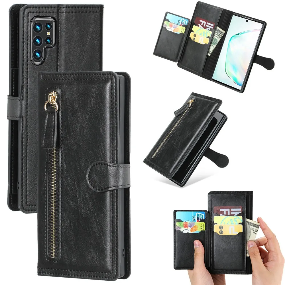 

Funda Samsung S22 Ultra Leather Zipper Flip Wallet Case For Samsung Galaxy S22 Ultra Cover For S22 Ultra S22Plus + Card Holder