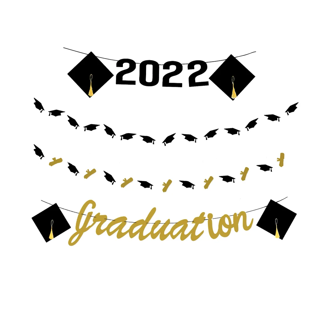

4pcs Grad Party Photo Prop 2022 Graduation Party Paper Garland 2022 Graduated Bunting Banner 2022 Grad Party Supplies
