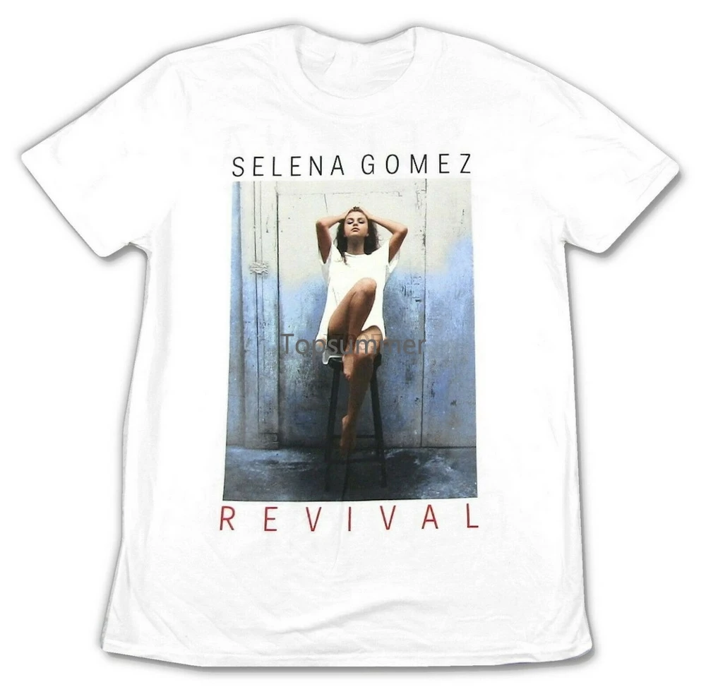 

Selena Gomez Revival 2019 Barstool World Tour White T Shirt New Merch For Youth Middle-Age The Old Tee Shirt