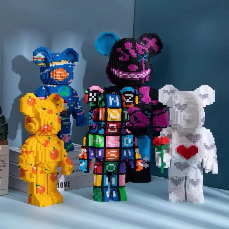 Half Anatomy Bear Nano Building Blocks Cartoon Colour With Drawer 3D Model Creative Micro Diamond Bricks Toys For Children Gifts