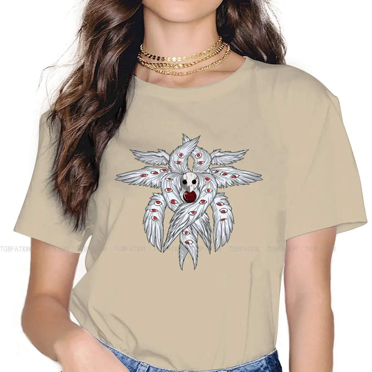 

Футболка Eyes 5XL для девочек, креативная Подарочная одежда с изображением светящегося демона из ада и Библии, футболка, Лидер продаж