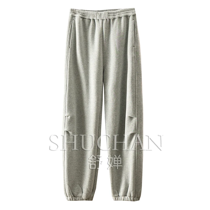 Утолщенные и бархатные повседневные спортивные штаны из чистого хлопка женские