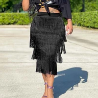 fringed skirt women solid color ol commuter fringed fashion flowy skirt midi skirt for women 2022 summer new africa