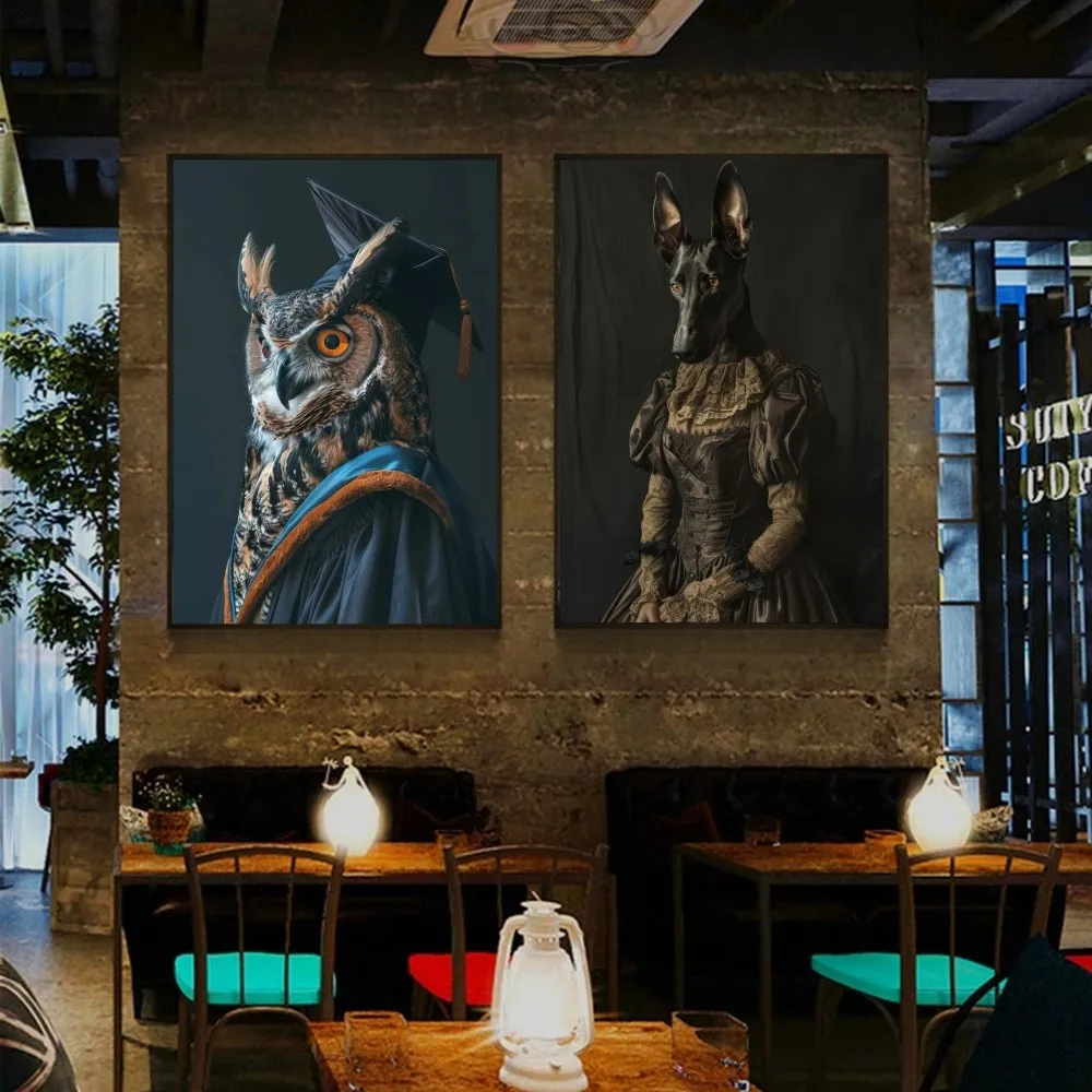 Забавные Животные стильный шимпанзе Сова крокодил в костюме C плакаты Наклейки