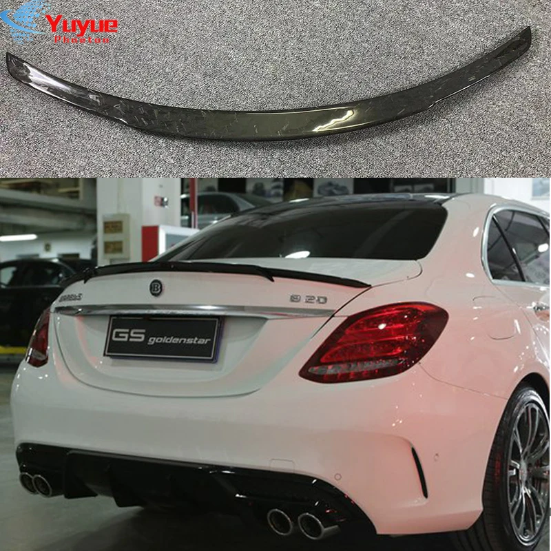 

For Benz C-Class W205 Spoiler C63 C180 C200 C220 C250 2015 2016 4-Door Car Black Carbon Fiber Rear Wing Spoiler