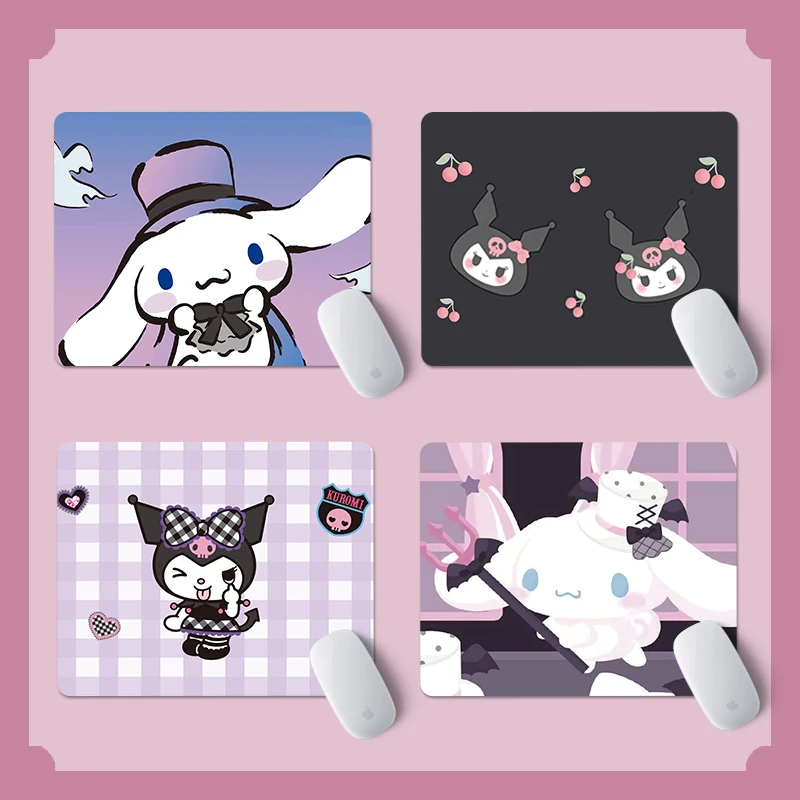 

Маленький квадратный коврик для мыши Sanrioed Kuromi My Melody Cinnamorol Kitty cat, Настольный коврик для офиса, общежития, блокнот с клавиатурой в подарок