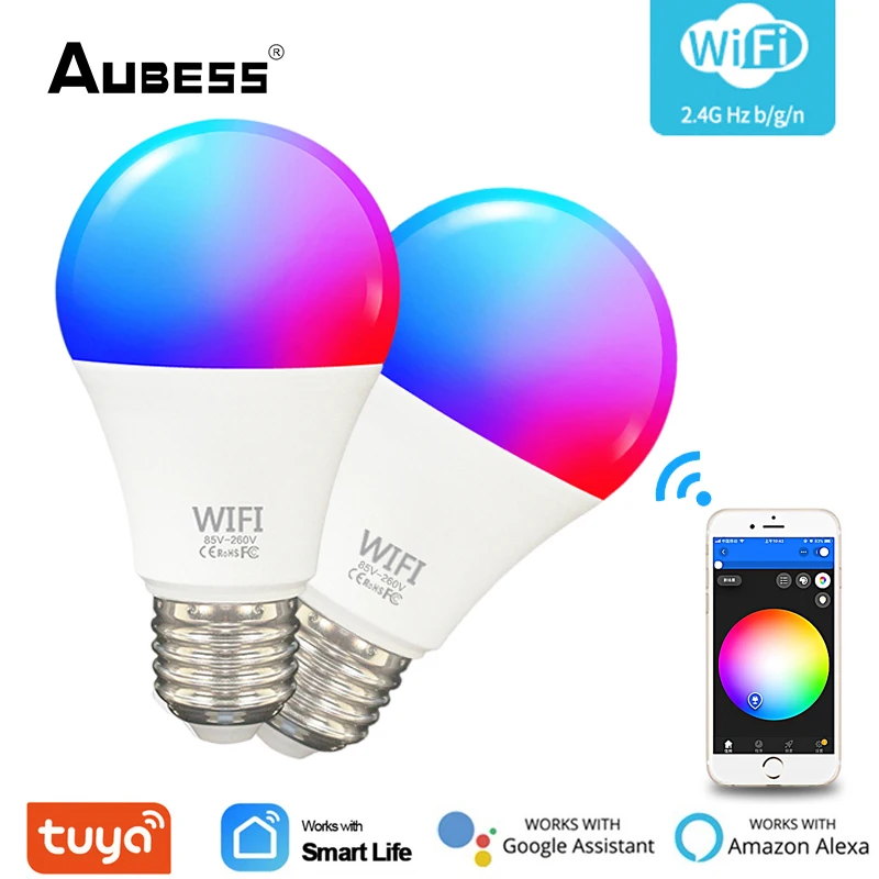 

E27 Wifi Smart Led Light Bulbs RGBCW 100-240V Led Lamp Tuya Smart Life APP Remote Control Work With Alexa And Google Home