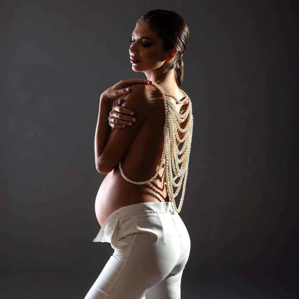 

Реквизит для фотосъемки при беременности жемчужный плечевой клей эффектный жемчужный ошейник ожерелья для фотосъемки реквизит