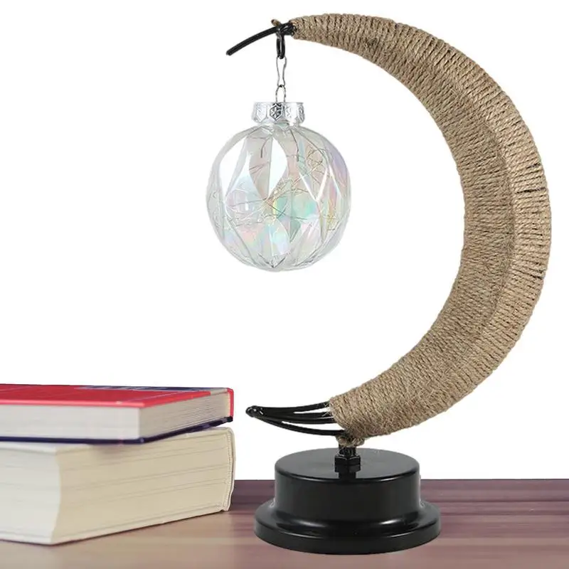 

Moon Night Light LED Light Table Lamp With Glass Ball Pendant Night Light Eid Decor With Glass Ball Pendant Bedside Lamp Wrought