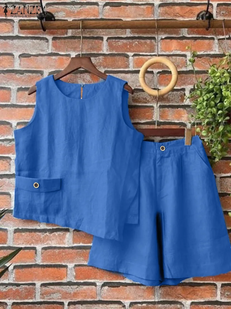 Костюм женский винтажный из 2 предметов однотонный Свободный Топ без рукавов и