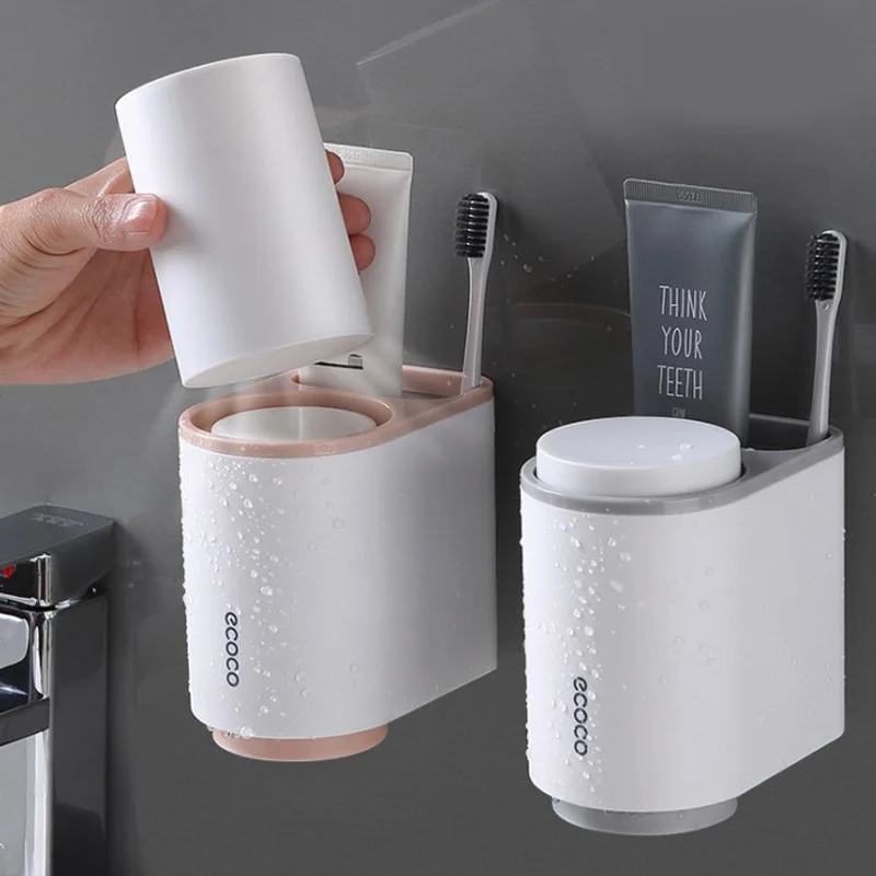 

1/2PCS Wall-mounted Mouthwash Cup Automatic Squeeze Toothpaste Device Toothpaste Rack Toothpaste Dispenser Bathroom Accessories