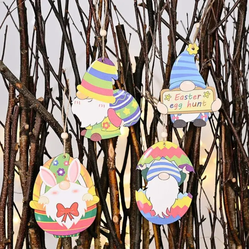 

1pcs Wooden Happy Easter Decoration Hanging Ornaments Easter Decorations for Home Easter Supplies Wholesale