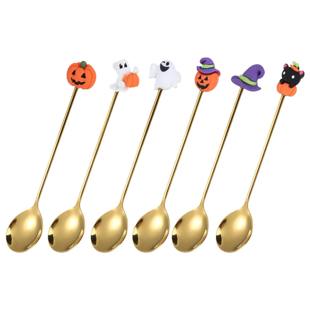 

6pcs Halloween Dessert Spoons Multipurpose Halloween Dinnerware Mixing Spoon