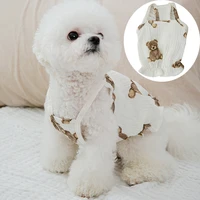 spring summer new dog camisole thin wind dog cute bear cotton linen sling cat vest milk dog small dog pet clothes cat clothes