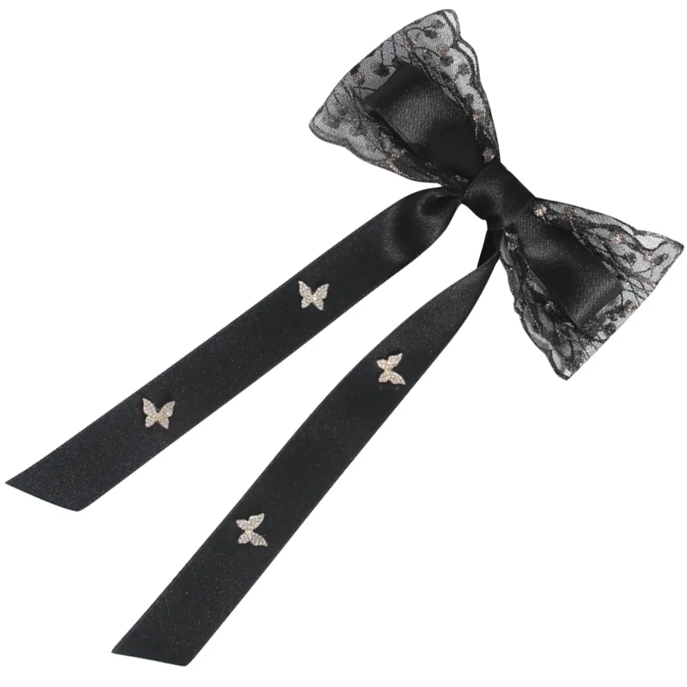 

Hair Bowsgirls Bow Women Clips Barrettes Big Accessories Black Barrette Bowknot Clip
