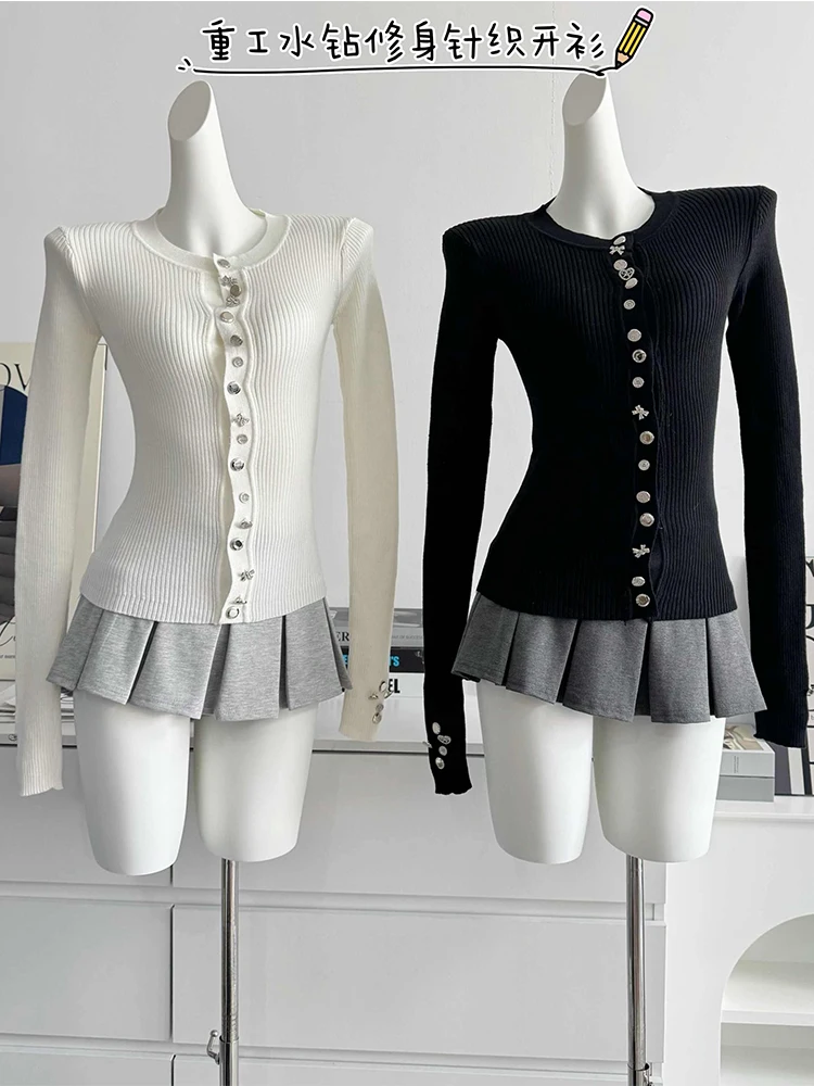 Осень-зима женский кардиган Shoujo с длинным рукавом круглым вырезом приятный