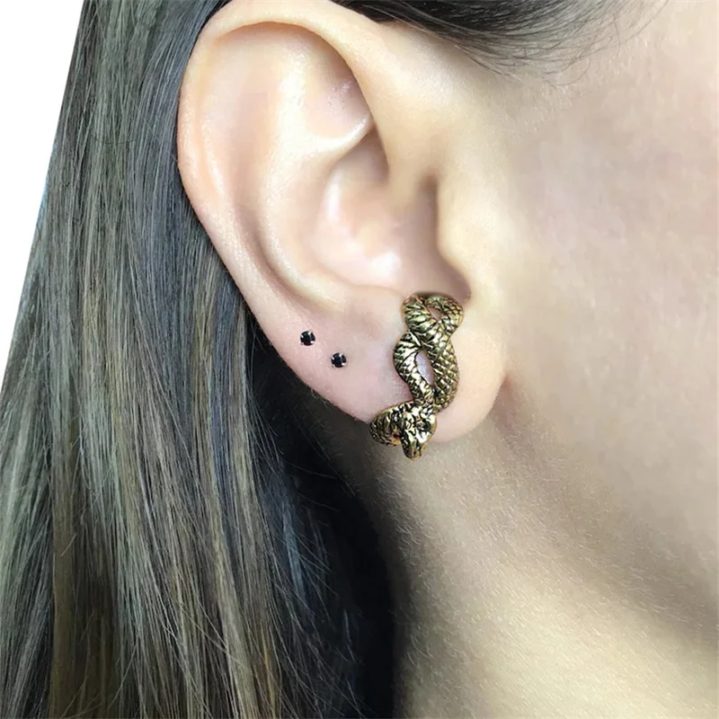 

Gothic Texture Scale Cobra Stud Earrings Trend Design Sense Women's Metal Stud Earrings Anniversary Party Gift Jewelry For Her