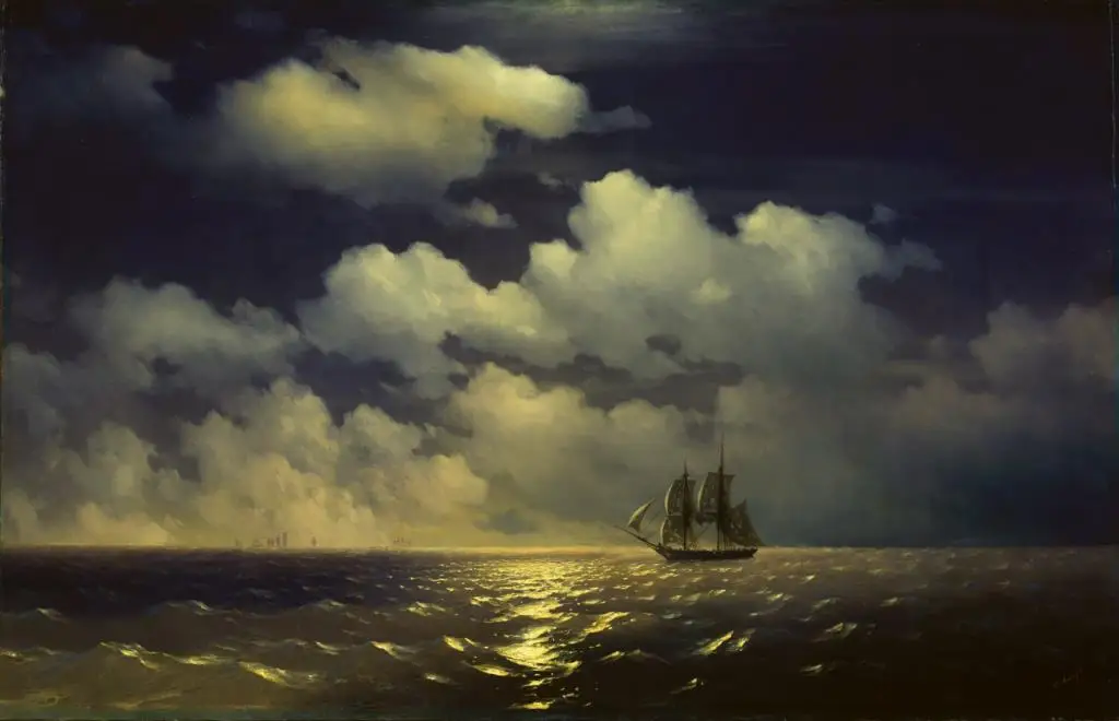 

Russian Ivan Aivazovsky Sea seascape The brig Mercury encounter after defeating two Turkish ships of Russia PRINT ART painting