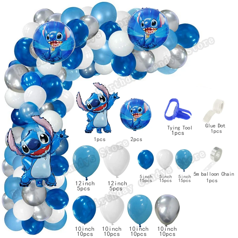 Kit de arco de Lilo Stitch de Disney, guirnalda, globo de helio de aluminio, decoración de fiesta temática de cumpleaños para Baby Shower, juguetes inflables, 1 Juego