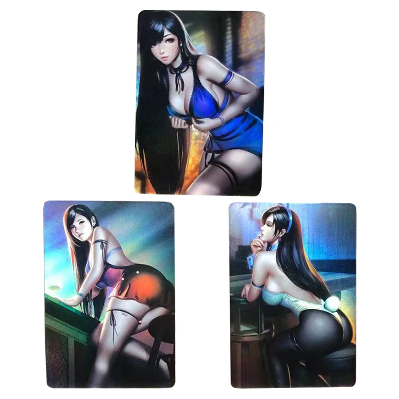 3pcs/set Final Fantasy Tifa flash card One Punch-Man Fubuki sexy Anime girl Classic Collection Toys Game Cards |