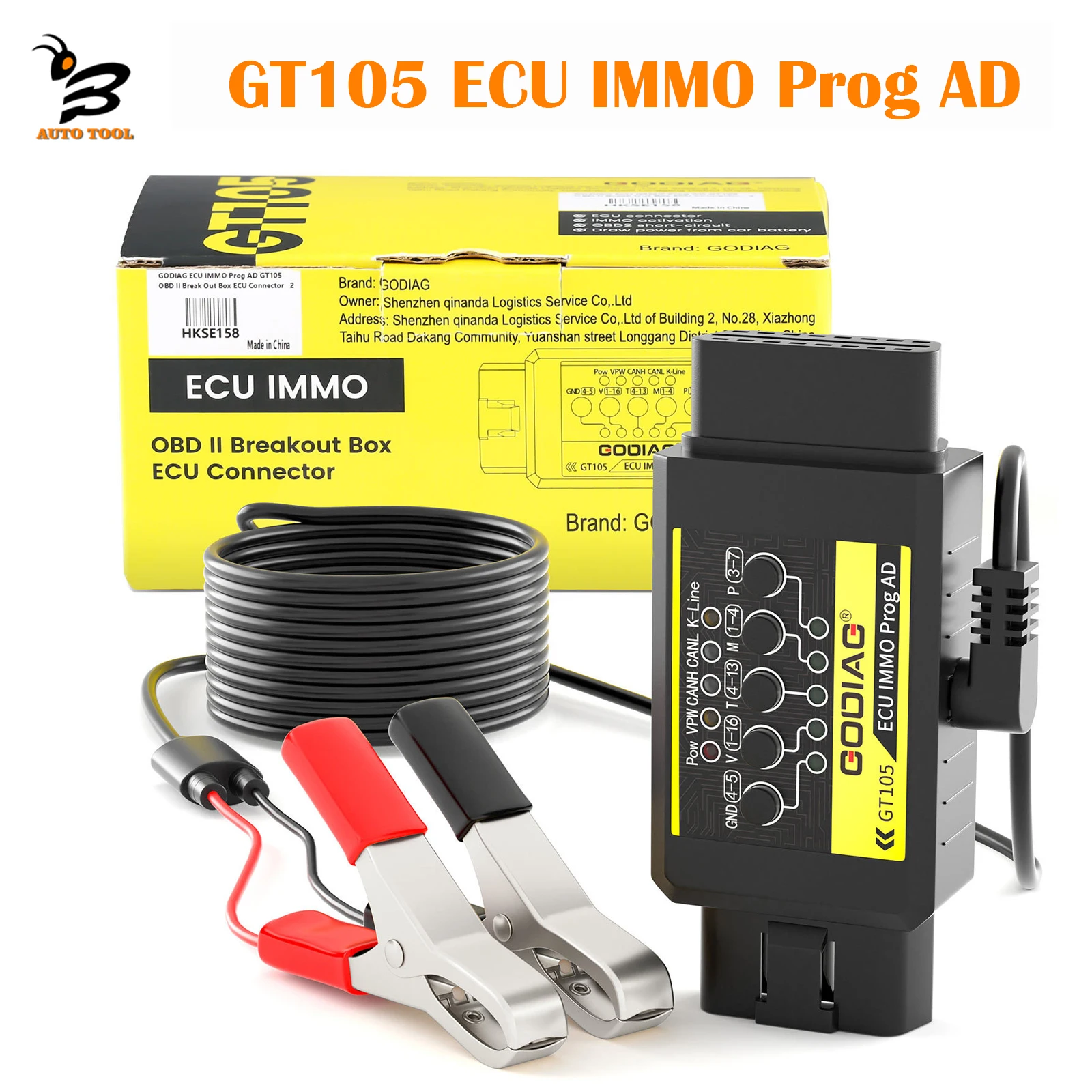 Блок блокировки GODIAG GT105 ECU IMMO Prog AD OBD II, разъем блока управления GT105 для короткого замыкания, OBD2, питание от автомобильного аккумулятора