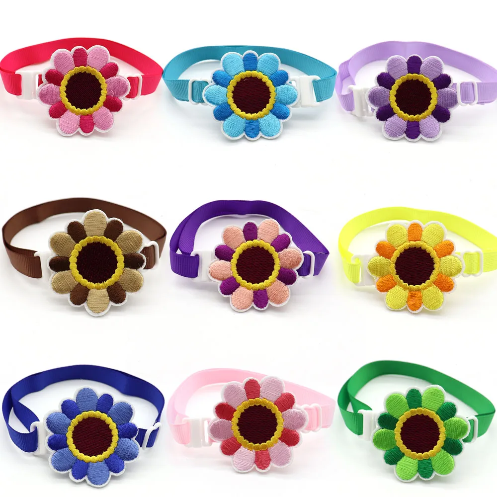 50/100 Pcs Pet Grooming Dog Accessories for Small Dogs Cute Colorful Sunflowers Bowtie Necktie Puppy Doggy Collar Dog Product