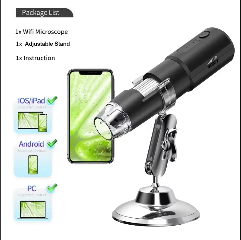

GUANMOU Беспроводной цифровой микроскоп 50X-1600X