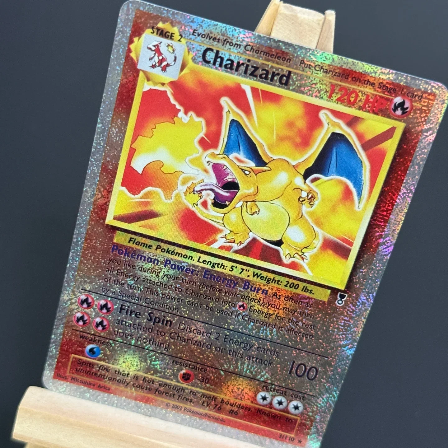 Фото Коллекционная карта TCG English Charizard, Легендарная коллекция 2002 года # 3 3/110 Реверсивная голографическая карта для самостоятельного изготовления прокси-карт №4