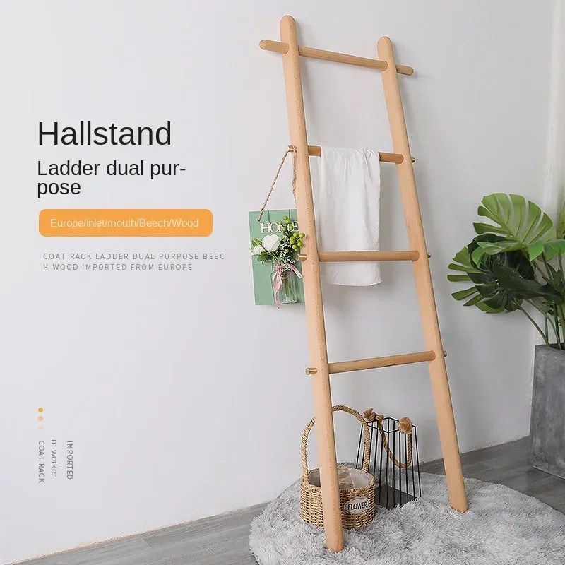 Вешалка с лестницей напольная трапециевидная вешалка для пальто из массива