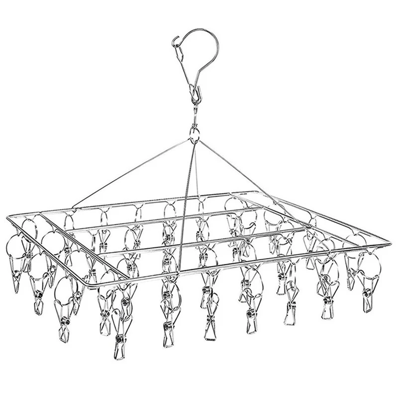 

Sock Drying Racks Laundry Drip Hanger Rectangle with 30Pcs Pegs Indoor Outdoor Clothesline Hanging Dryer Clothespins Drying Baby