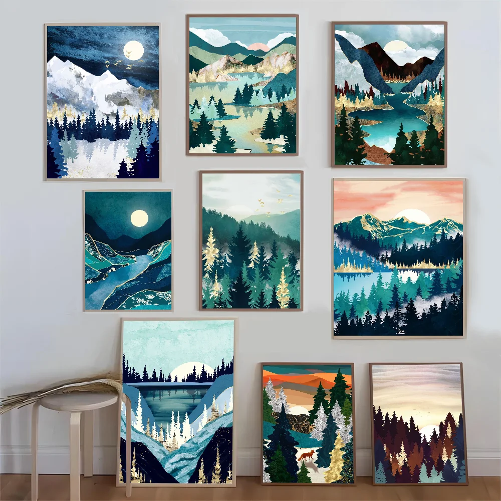 Moonlit Snow классический аниме постер водостойкая бумажная наклейка кофейня бар