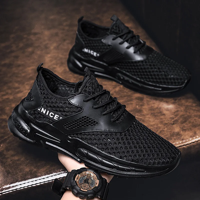 

PARZIVAL Breathable Men Shoes Summer Lightweight Walking Tennis Sneakers Outdoor Running Fitness Shoes Work Shoes Hollow Out