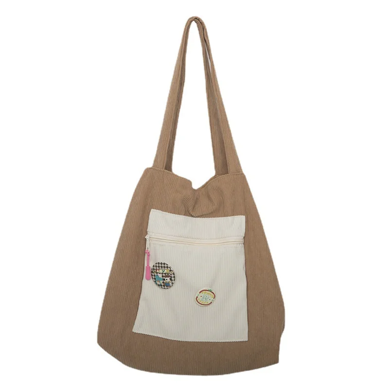 

Женские вельветовые сумки через плечо, модная контрастная Сумка-тоут, удобная вместительная сумка, женская сумка, многоразовые большие сумки для покупок для женщин