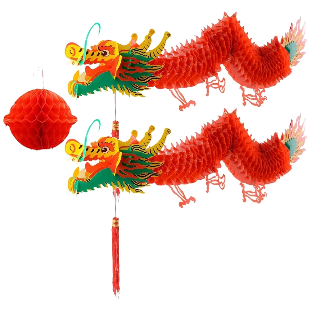 

Chinese Year New Dragon Paper Decoration Garland 3D Hanging Spring Decor Lanterns Festival Red Lantern Ornament The Rabbit